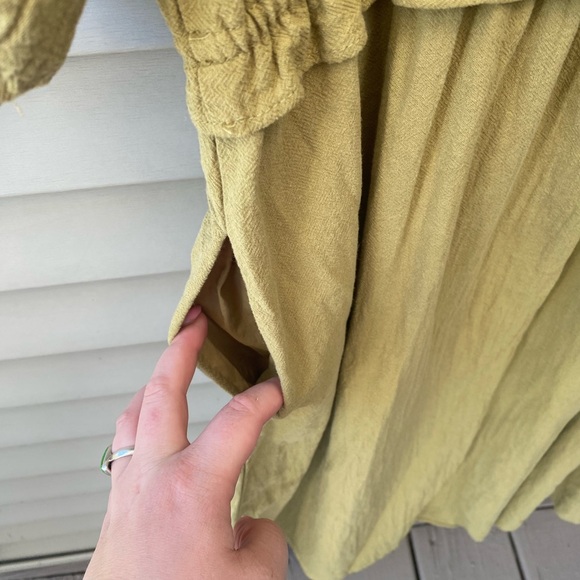 Universal Threads Puffy Sleeve Midi Green/Yellow Dress - Women’s Size L - Picture 9 of 10